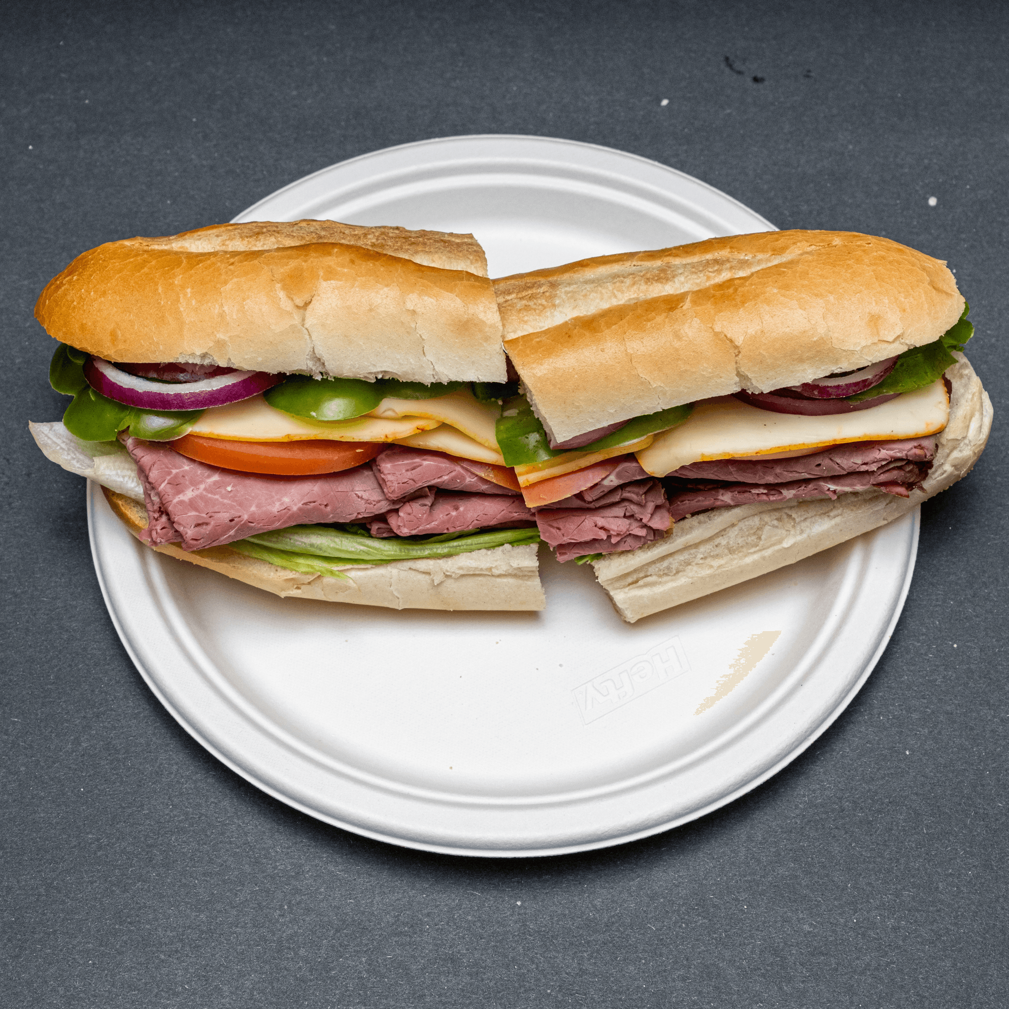 Roast Beef, Egg and Cheese Hero.